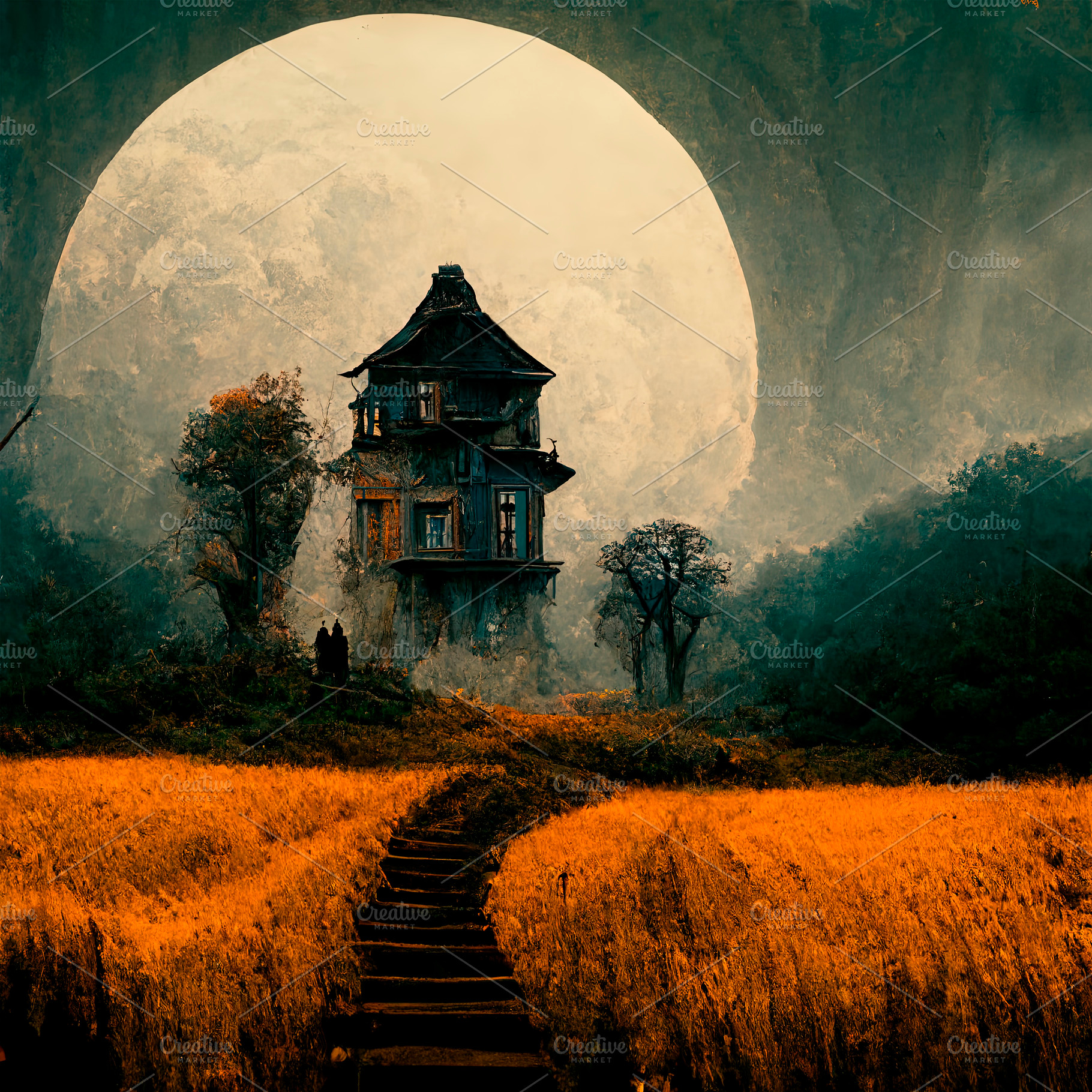 Halloween night haunted house, a Holiday Photo by hitdelight