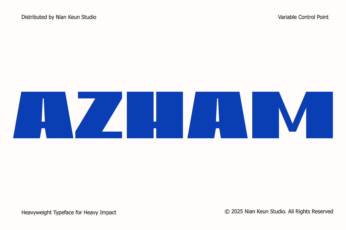 Azham – Heavyweight Display, a Sans Serif Font by Nian Keun Studio (Photo 1 of 11)