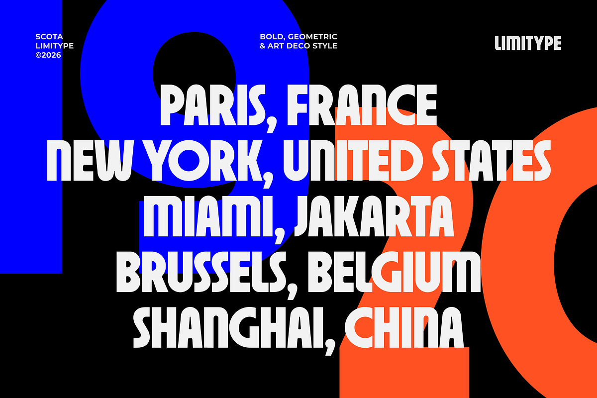 Scota - Bold Geometric Font, a Sans Serif Font by limitype (Photo 7 of 12)