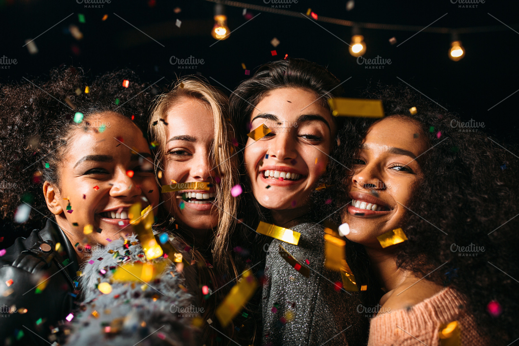 Close-up of four happy women, a Person Photo by Artem Varnitsin