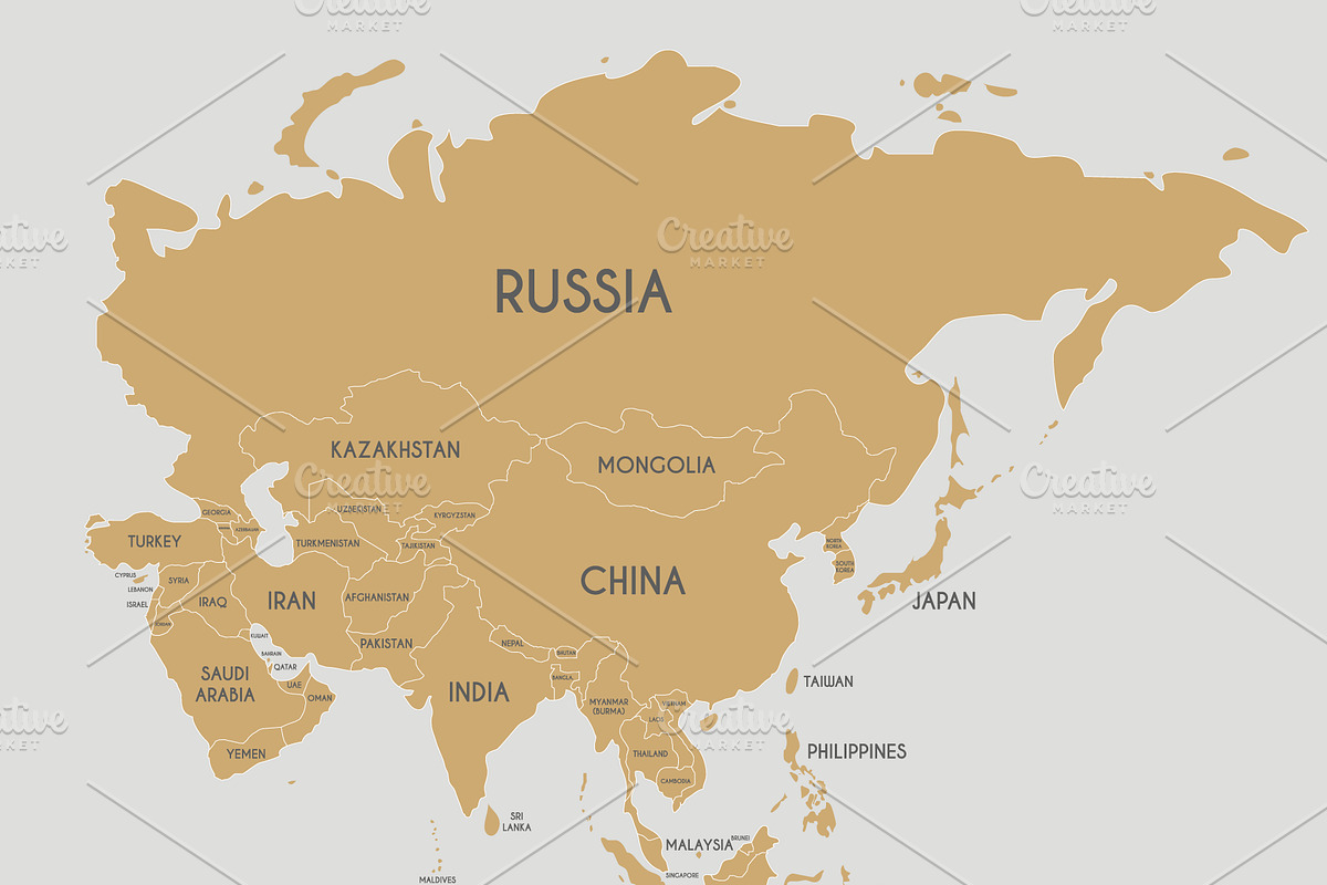 3x Gold Asia Map, an Education Illustration by asantosg (Photo 2 of 4)