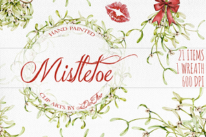 Mistletoe Watercolor Illustration