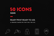 Signs Set Line Icons, an Outline Icon by Jumbo Icons (Thumbnail 2 of 4)