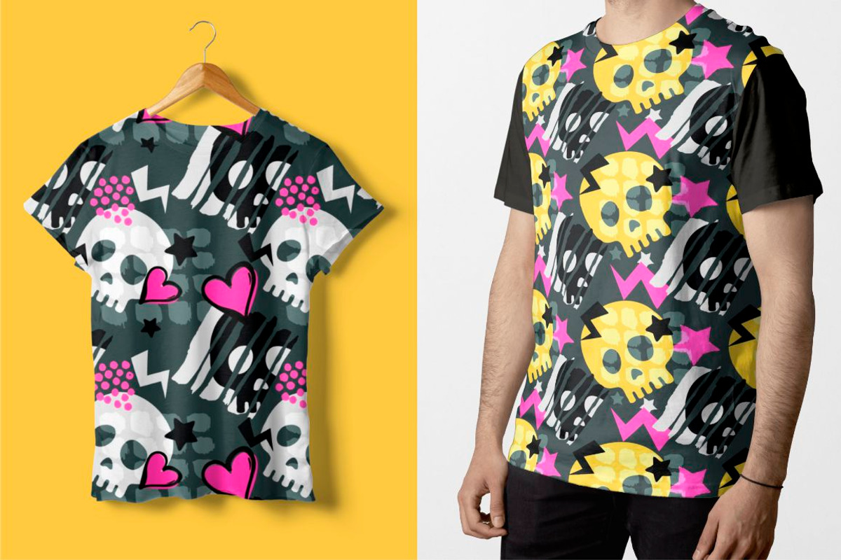 Skull funky seamless patterns, a Pattern Graphic by Seamless and more stuff (Photo 6 of 6)