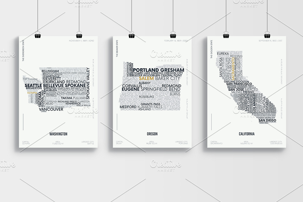 U.S. State Maps Font composition s2, an Illustration by MaximGertsen