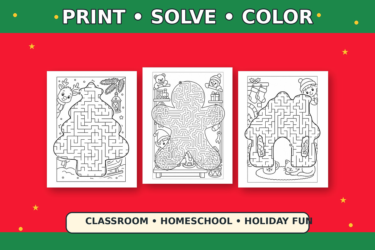 60 Christmas Mazes for Kids, a Seasonal Illustration by Dreamy Little Graphics (Photo 6 of 7)