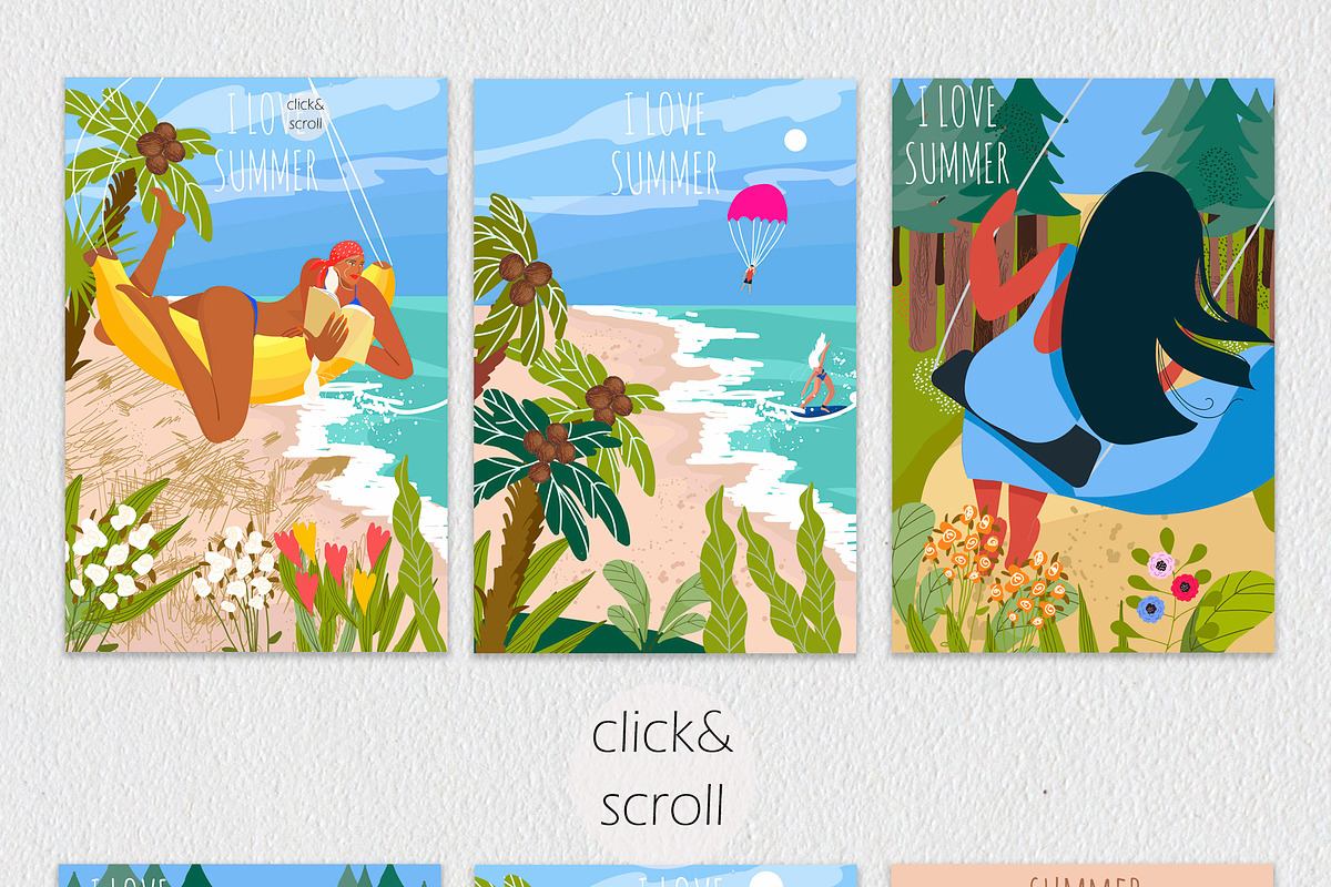 Summer mood, vibes cards set, a Seasonal Illustration by NataLyaroArt (Photo 2 of 9)