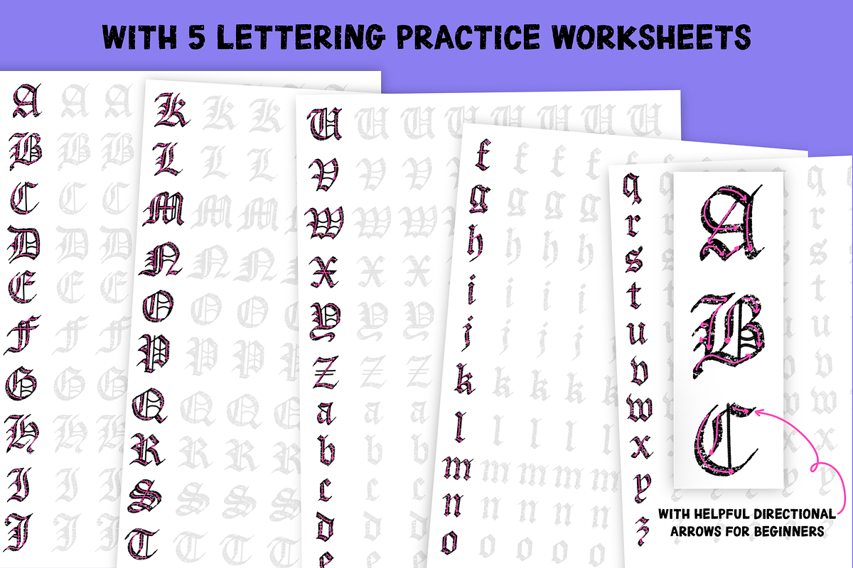 Procreate Blackletter Calligraphy, a Brush Add-On by AlwaysBeColoring (Photo 6 of 11)