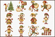 Christmas Elf Watercolor Clipart, an Illustration by Sublimation Artist (Thumbnail 3 of 6)
