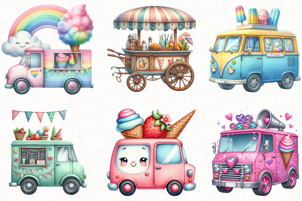 Summer Ice Cream Truck Clipart, an Illustration by OK Design (Photo 5 of 5)