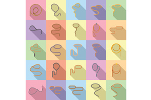 Lasso Icons Set Flat Vector. Hand