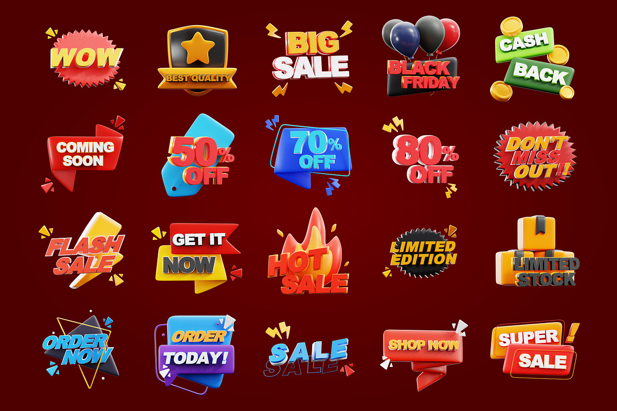 3D Sale Badge Element, an Object 3D Model by SLAB! Design (Photo 4 of 4)