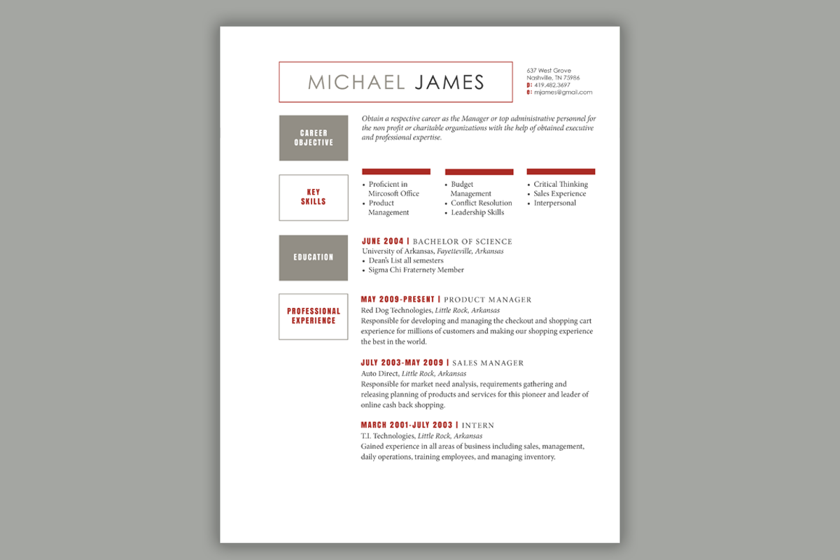 Bold Red Modern Resume Template, a Resume Template by Scribbled Napkin Design (Photo 2 of 4)