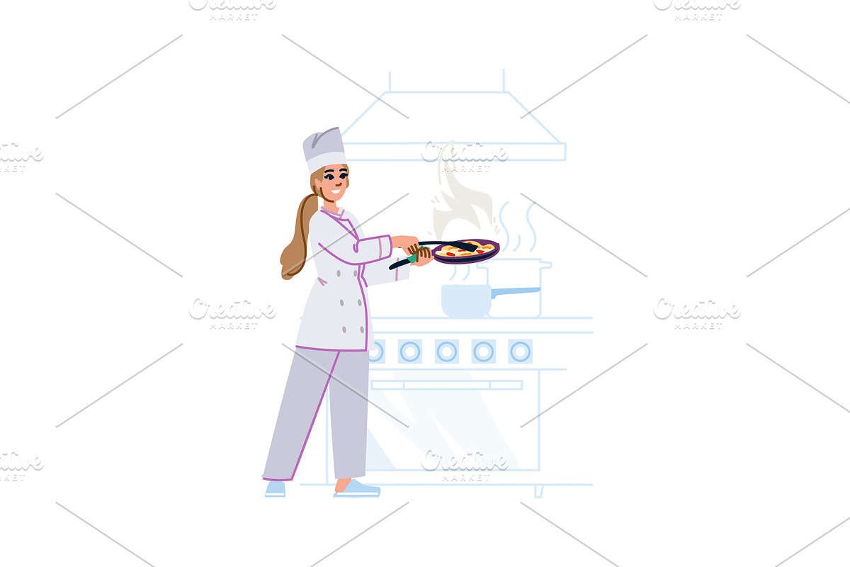Professional chef cooking delicious, a Food Illustration by pikepicture