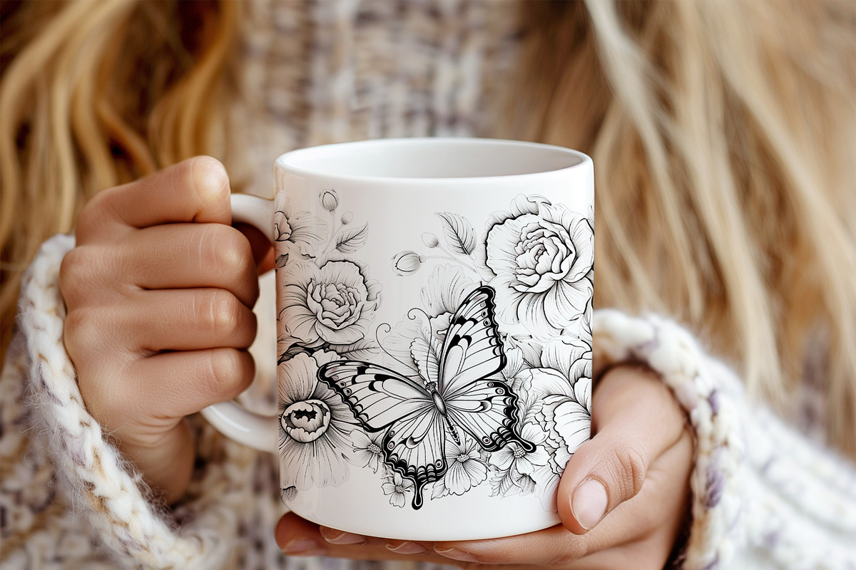 Butterflies design mug 11oz 15oz, a Graphic by TumblerArtDS (Photo 4 of 4)