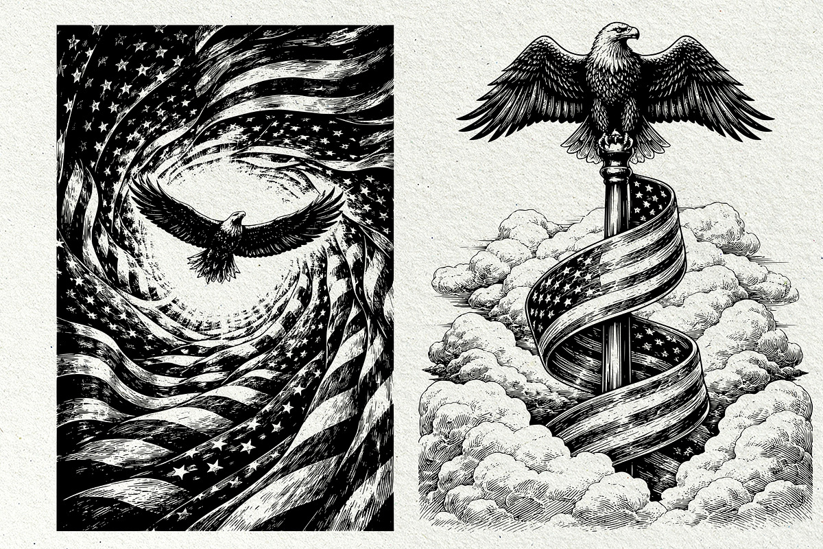 Patriotic Eagle Flag Graphics, a Seasonal Illustration by DENIDigitalArtSudio (Photo 4 of 9)