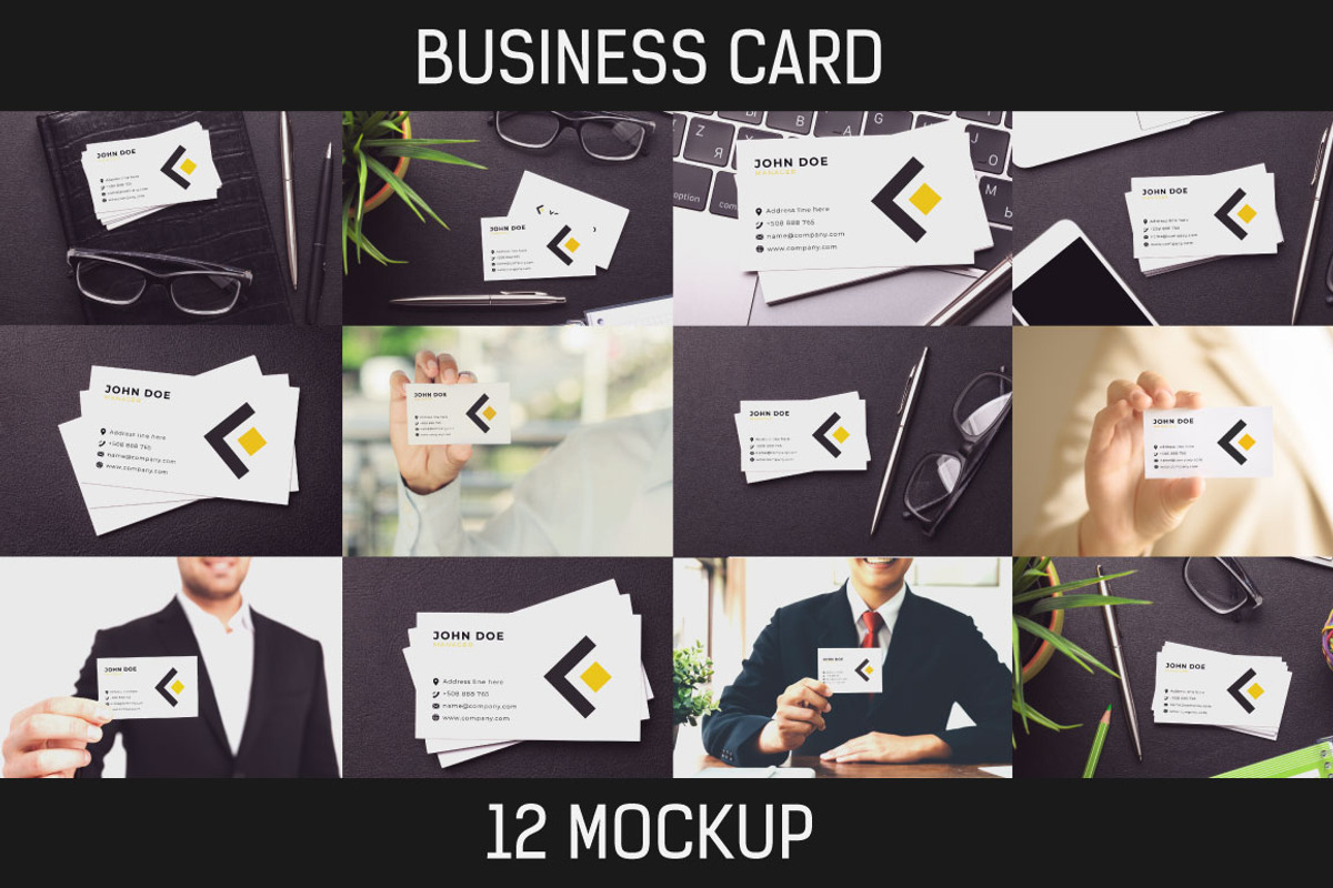 12 Business Card Mockup #1, a Print Template by Walentin (Photo 1 of 13)