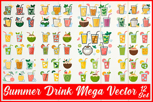 Summer Drink Mega Vector Set, an Object Graphic by Gfx_Store