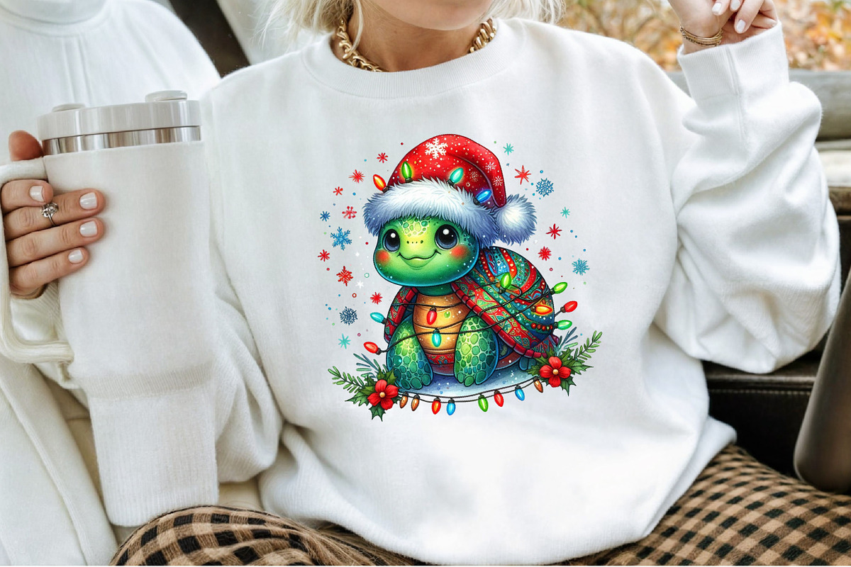 Watercolor Christmas Turtle Clipart, an Illustration by Sublimation Artist (Photo 8 of 9)