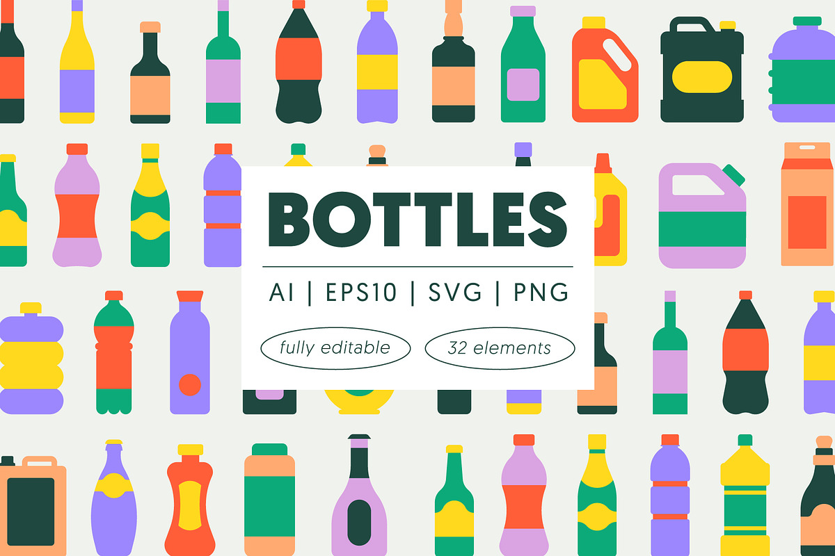 Minimal Flat Bottle Illustrations, an Object Illustration by Léo Alexandre (Photo 1 of 6)