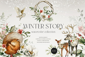 Winter Story holiday collection, an Animal Illustration by AleksaArt