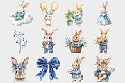 Watercolor Blue Bunny Clipart, a Seasonal Illustration by Design Market (Thumbnail 3 of 3)