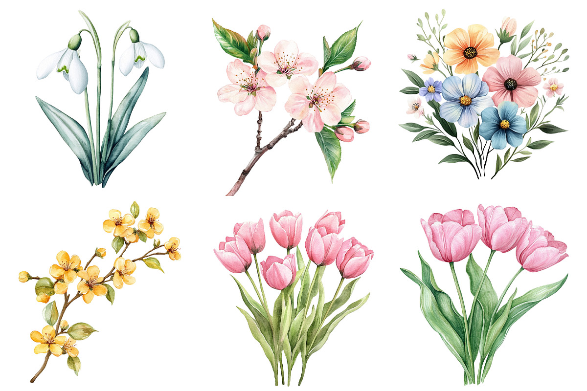 Botanical Spring Blooms Png, an Illustration by CitraGraphics (Photo 4 of 5)