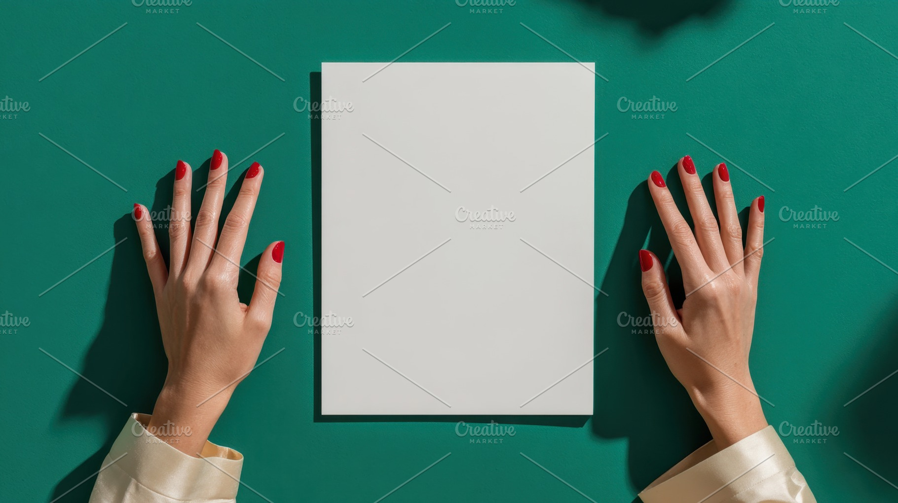 Elegant hands resting on blank paper, a Photo by Beautiful things