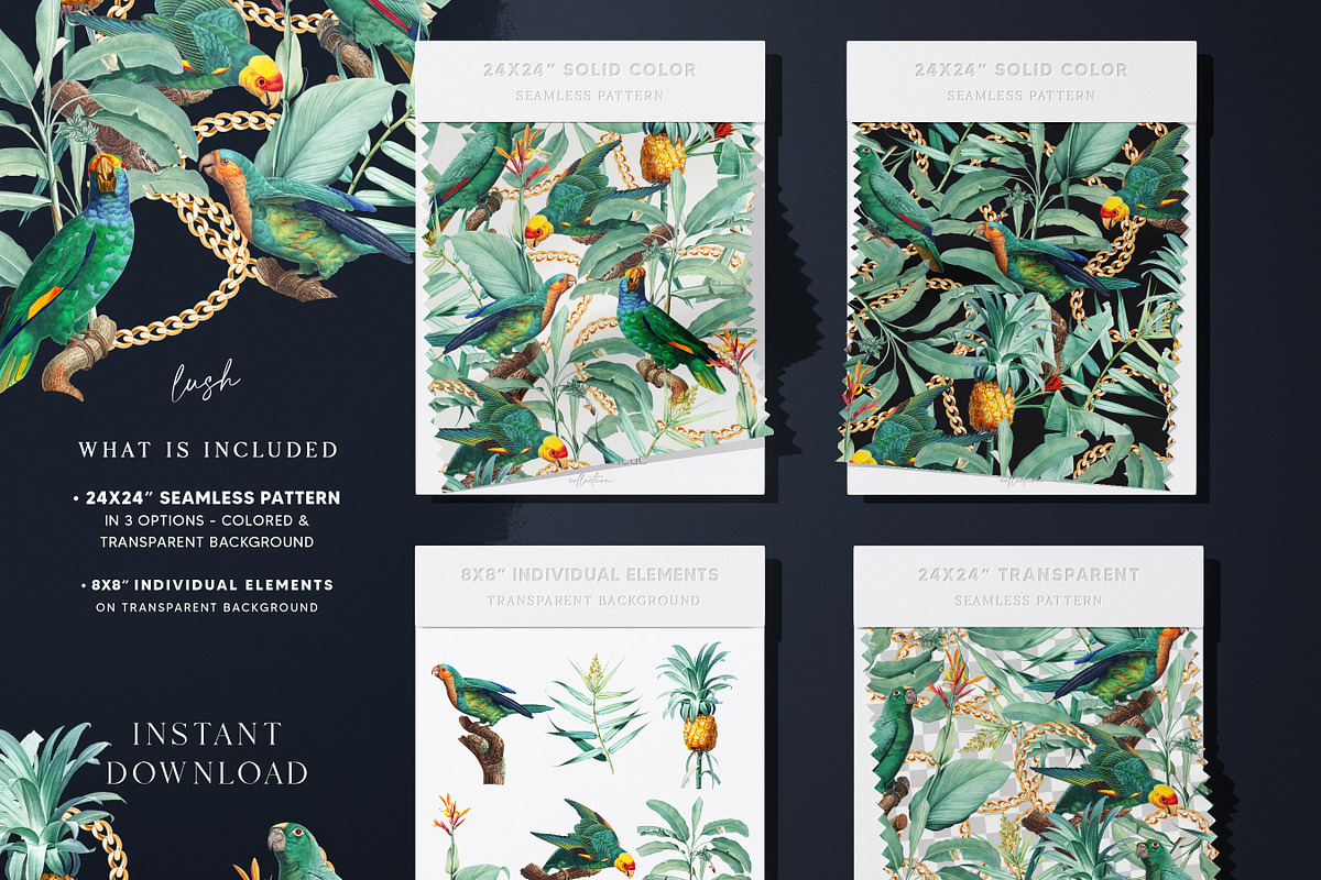 Mint Tropical Parrots Paper Pack, a Pattern Graphic by paper aesthetic (Photo 7 of 8)