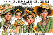 Whimsical Black Afro Girl Clipart, an Illustration by OK Design (Thumbnail 1 of 6)