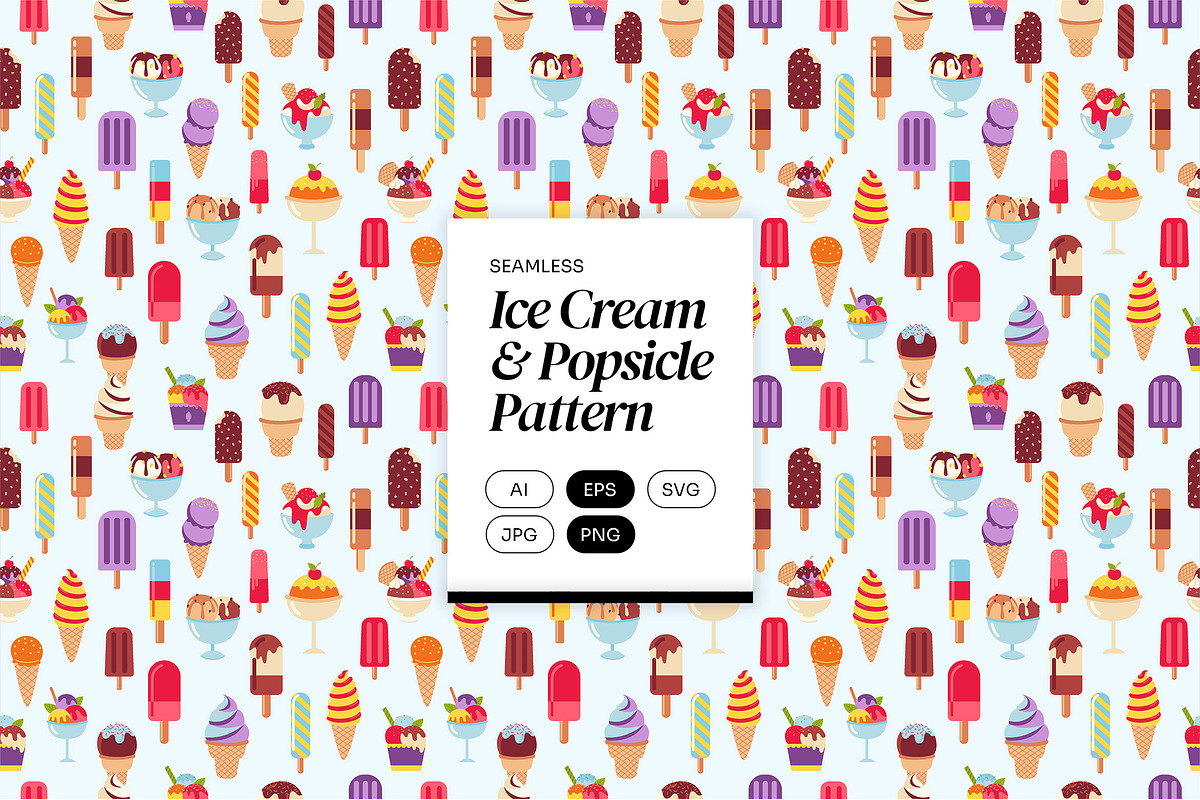 Ice Cream and Popsicle Pattern, a Pattern Graphic by Neermana (Photo 1 of 5)
