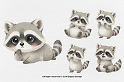 15 Bundle Watercolor Cute Raccoon, an Animal Illustration by Morspective (Thumbnail 6 of 8)