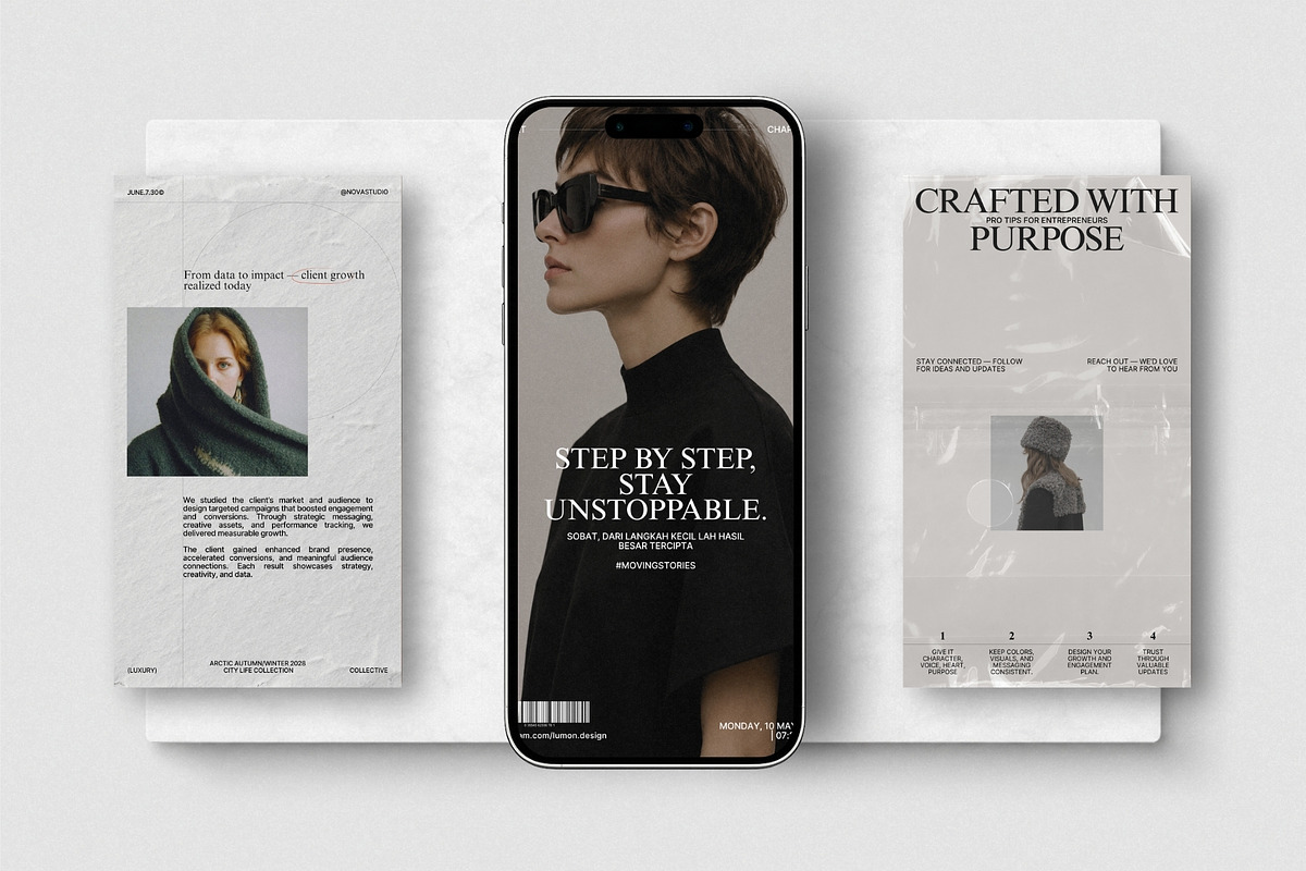 ZUNO | Instagram STORIES Bundle, a Social Media Template by The Aesthetic Studio (Photo 4 of 10)
