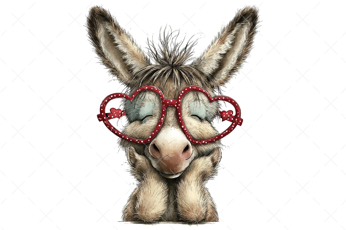 Whimsical Valentine Donkey Clipart, an Illustration by Craft Nest (Photo 10 of 11)