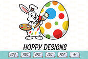 Kids Easter Bunny Painting Egg SVG, a Seasonal Illustration by Ghagra (Thumbnail 1 of 7)
