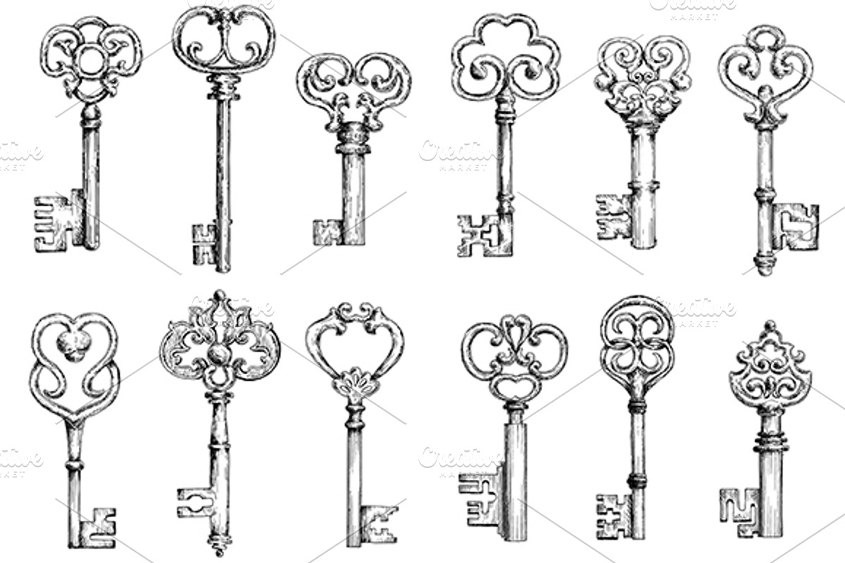 Vintage skeleton keys sketches, a Graphic by Vector Tradition