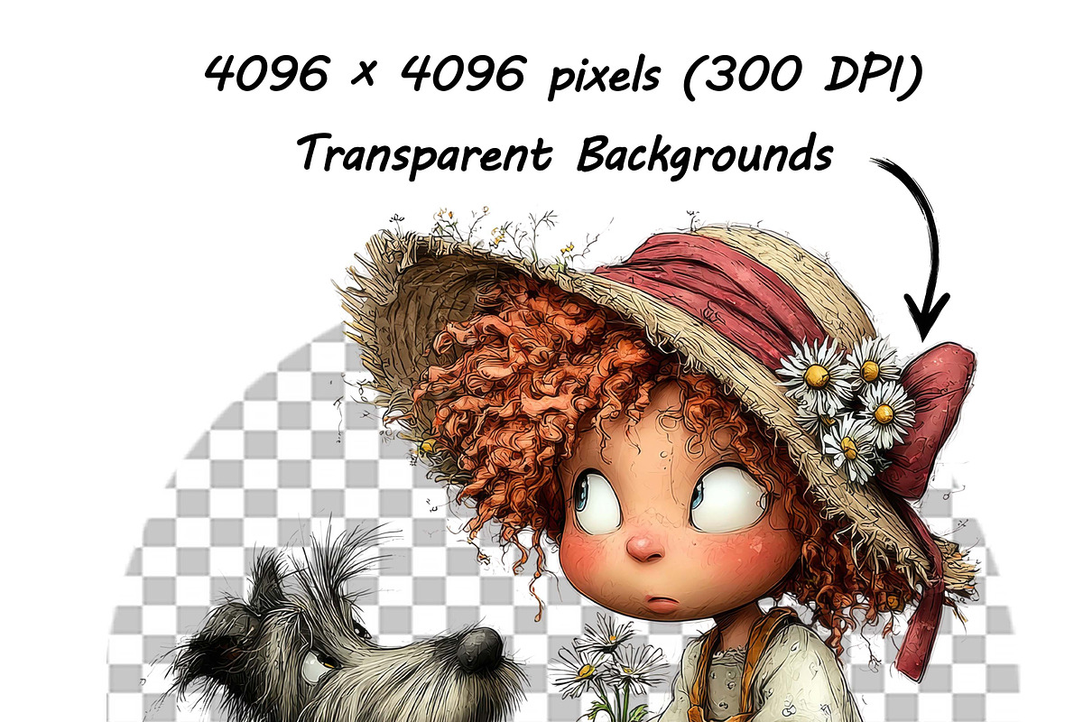 Whimsical Girl and Dog Love Clipart, an Illustration by one-touch (Photo 18 of 18)