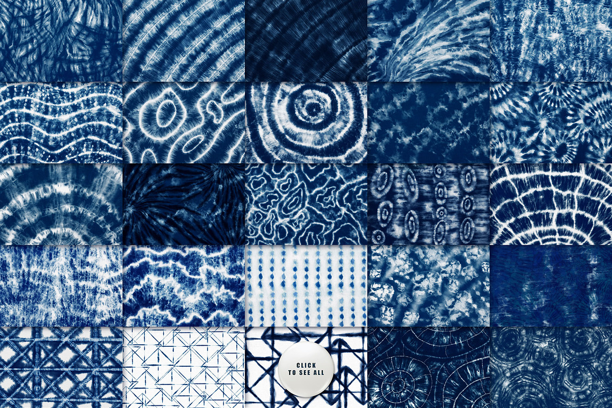 50 Indigo Shibori Tie Dye Textures, a Pattern Graphic by OlgaRom (Photo 2 of 10)