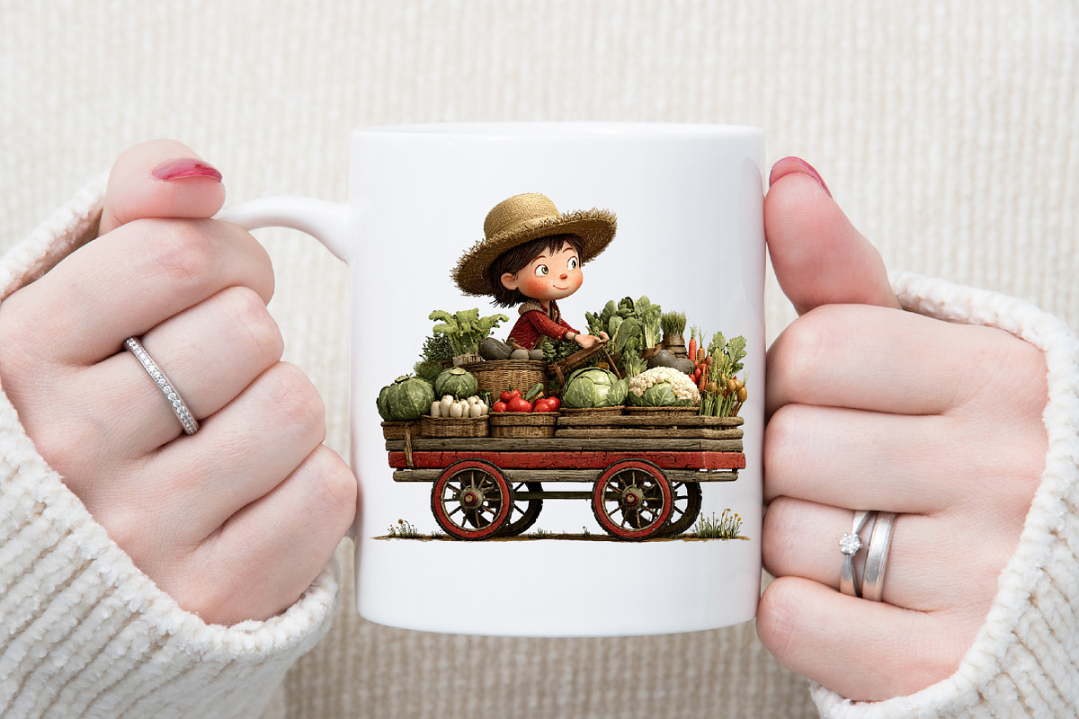 Watercolor little Farmer Clipart Set, an Illustration by Sublimation Artist (Photo 5 of 6)