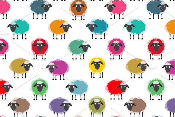 Colorful Seamless Sheep Pattern