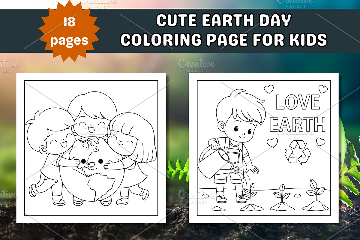Cute Earth Day Coloring Page, an Education Illustration by Salaly (Photo 2 of 6)
