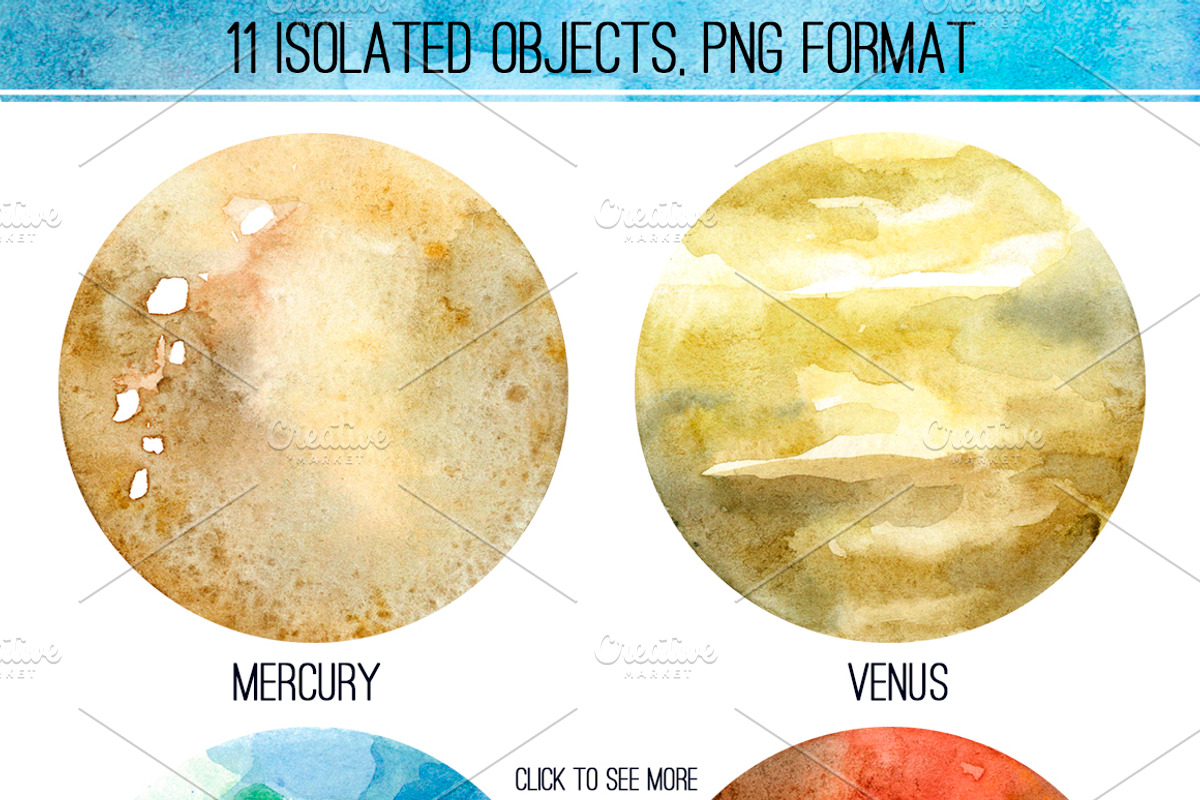 Solar system Watercolor clipart, an Illustration by Green_leaf_17 (Photo 2 of 3)