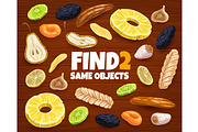 Find two same dried fruits, an Education Illustration by Vector Tradition (Thumbnail 1 of 3)