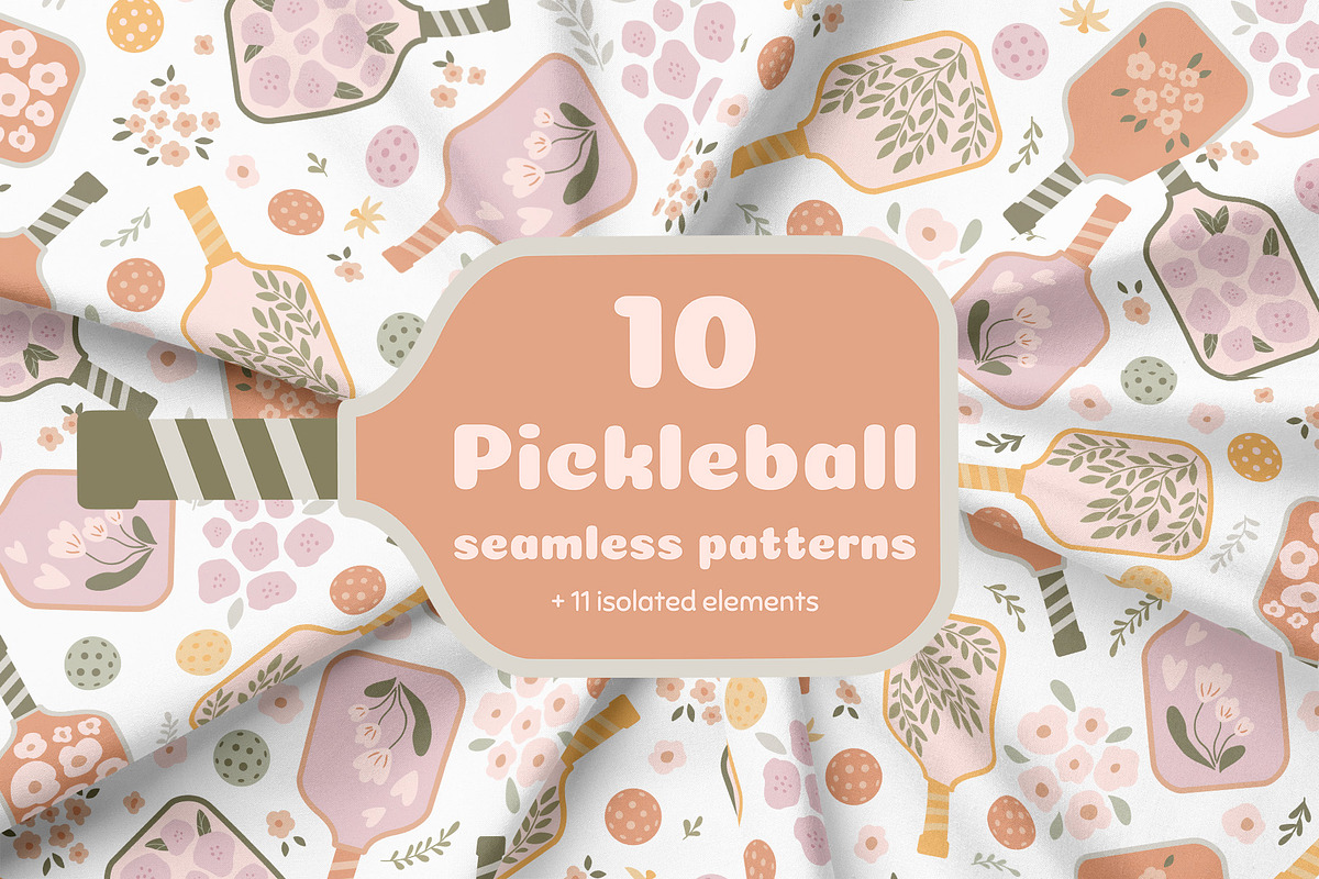 Pickleball paddles pattern set, a Pattern Graphic by Tani Kuzminka (Photo 1 of 13)