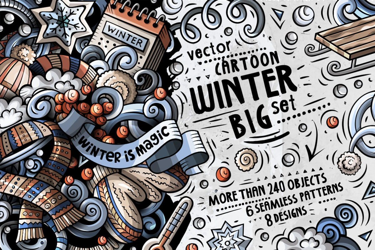 Winter Doodle Big Pack, a Decorative Illustration by BALABOLKA (Photo 1 of 12)