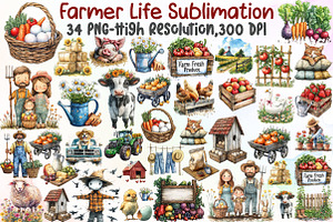 Farmer Life Sublimation Clipart, an Illustration by Sublimation Artist