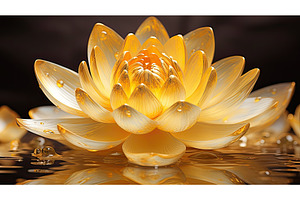 serenity lotus flower golden ai, a Nature Photo by pikepicture