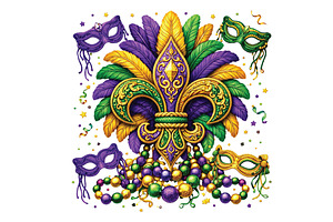 Mardi Gras Png Fleur-de-Lis Yarn Png, an Illustration by DreamPrint404