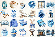 Cozy Winter Clipart Bundle, Blue Sno, an Illustration by Libby Wishes (Thumbnail 3 of 6)