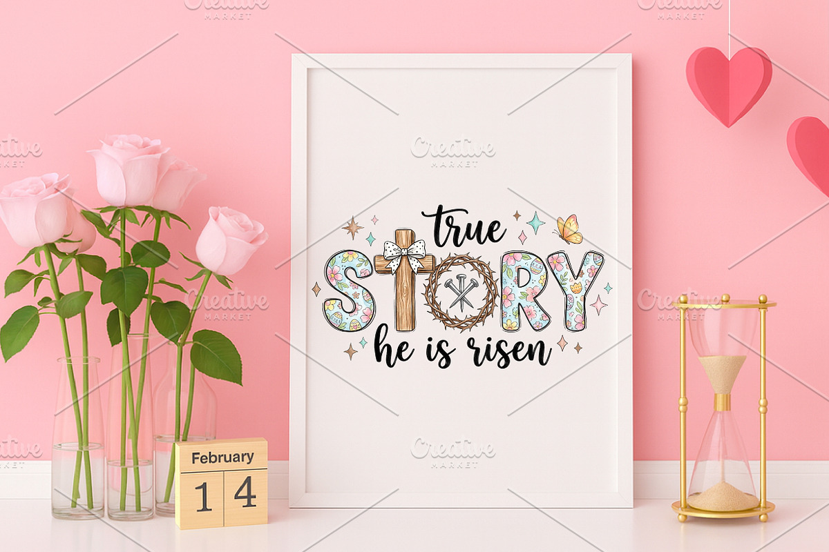Retro True Story He Is Risen PNG, an Illustration by Canvas Craft (Photo 7 of 7)